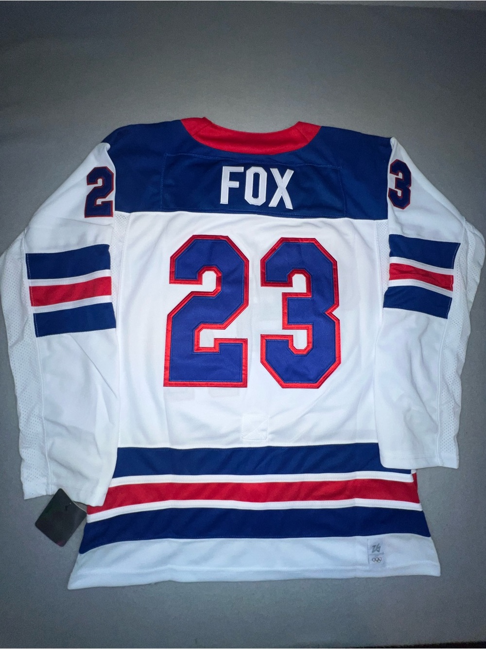 Men's Adam Fox #23 2026 Nike Team USA Hockey Olympic Jersey White Size Medium
